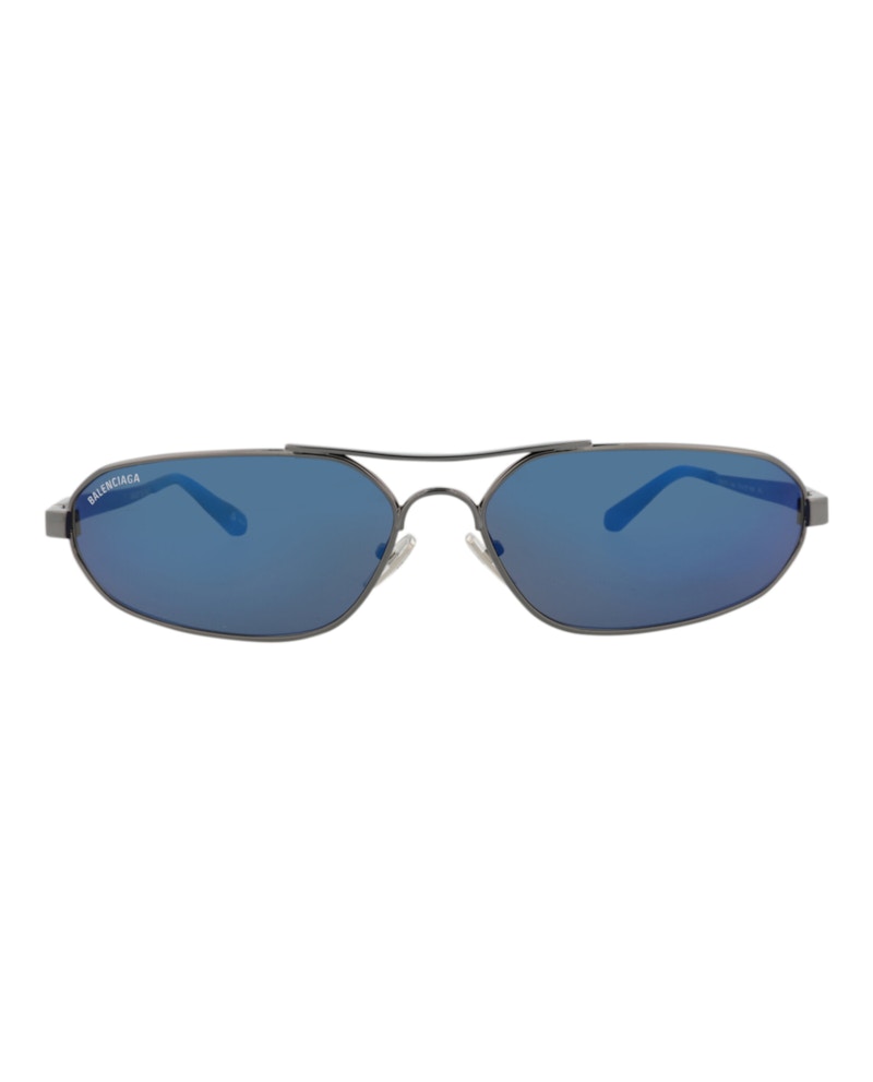 Balenciaga Shield-Frame Metal Sunglasses Ruthenium Ruthenium Blue (BB0227S-30013402-004)