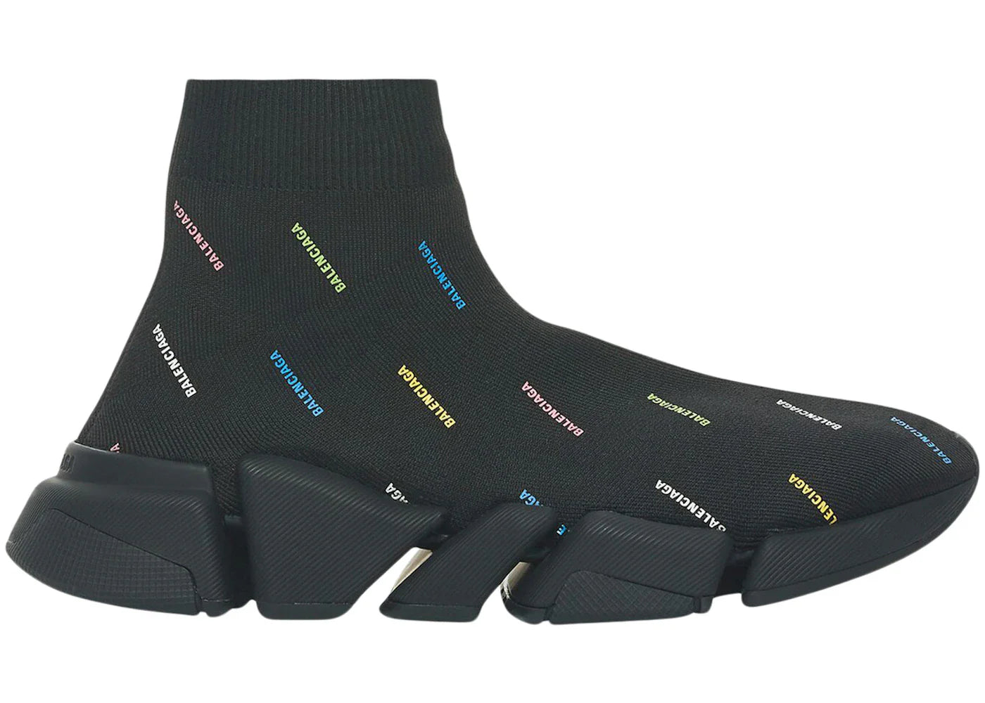 Balenciaga Speed 2.0 AllOver Logo Recycled Knit Black Multicolor (Women's)