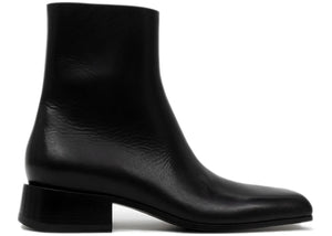 Balenciaga Square Toe Leather Ankle Boot Black