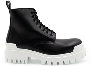 Balenciaga Strike Lace-Up Boot Black White