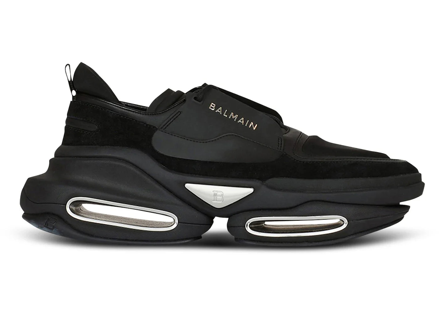Balmain B-Bold Low-Top Black Suede