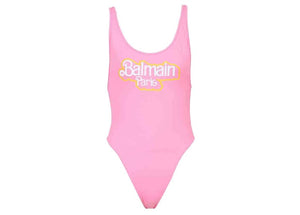 Balmain x Barbie - Racerback One-Piece Light Pink with White Balmain Paris Logo
