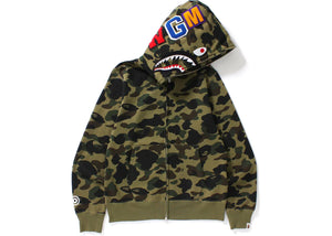 Bape 1St Camo Shark Full Zip Hoodie Green