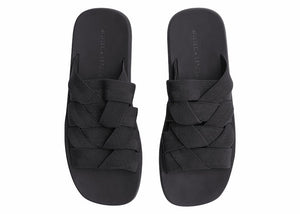 Bottega Veneta Intrecciato Elastic Slides Black