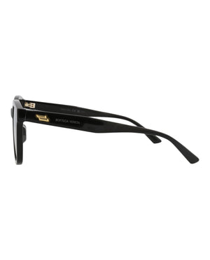 Bottega Veneta Round-Frame Acetate Sunglasses Black Black Grey (BV1080SK-30009237-001)