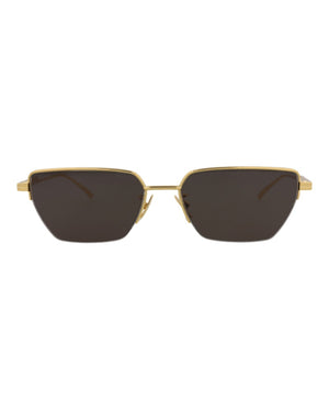 Bottega Veneta Square-Frame Metal Sunglasses Gold Gold Grey (BV1107S-30011010-004)