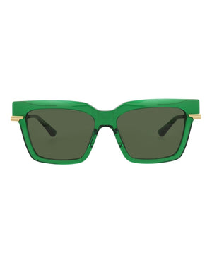 Bottega Veneta Square-Frame Recycled Acetate Sunglasses Green Gold Green (BV1242S-30014295-003)