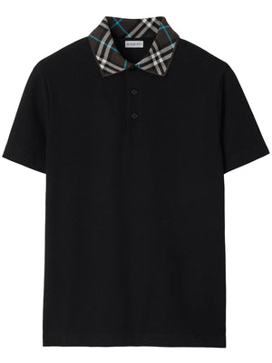 Burberry Logo Detail Cotton Piqué Polo Shirt Black