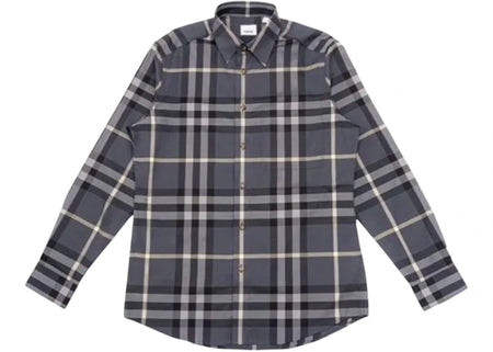 Burberry Check Cotton Shirt Grey