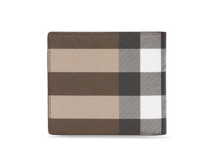 Burberry Check E-canvas International Bifold Wallet 8 slot Dark Birch Brown