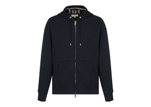Burberry Clarendon Check Hood Zip Up Hoodie Navy