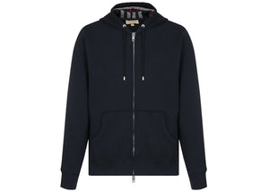 Burberry Clarendon Check Hood Zip Up Hoodie Navy
