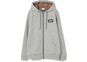 Burberry Cotton Blend Zip Hoodie Grey