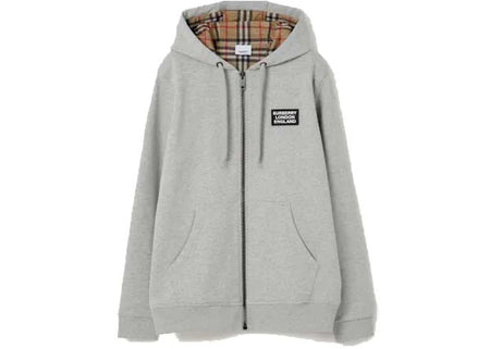 Burberry Cotton Blend Zip Hoodie Grey