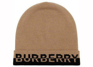 Burberry Embroidered Logo Knitted Beanie Brown