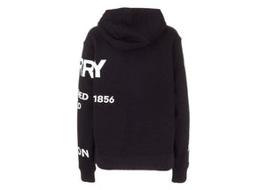 Burberry Horseferry Print Oversized Cotton Drawstring Hoodie Black