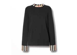 Burberry Icon Stripe Trim Cashmere Sweater Black