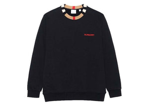 Burberry Icon Stripe Trim Cotton Sweatshirt Black