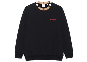 Burberry Icon Stripe Trim Cotton Sweatshirt Black