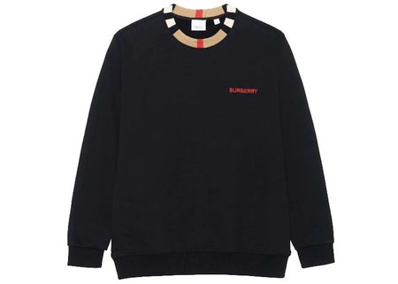 Burberry Icon Stripe Trim Cotton Sweatshirt Black