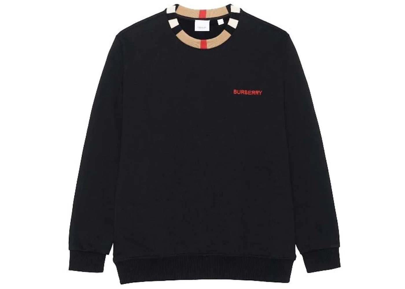 Burberry Icon Stripe Trim Cotton Sweatshirt Black