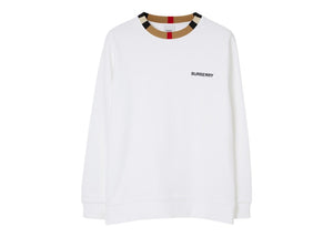 Burberry Icon Stripe Trim Cotton Sweatshirt White