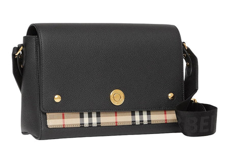 Burberry Leather And Vintage Check Note Crossbody Bag Black