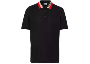 Burberry Logo Detail Cotton Piqué Polo Shirt Black