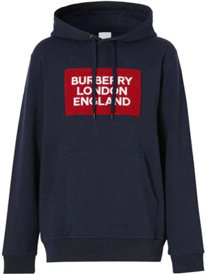 Burberry Logo Patch Hoodie Navy Red