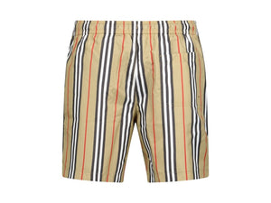 Burberry Striped Check Print Swim Shorts Beige/Brown