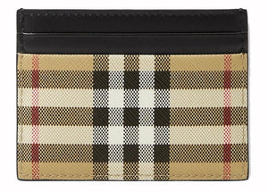 Burberry Vintage Check (5 Slot) Card Case Black/Archive Beige