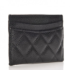 Chanel Classic Card Holder Quilted Caviar Gold-tone Black