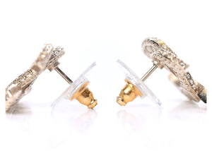 Chanel Crystal Timeless CC Earrings Light Gold