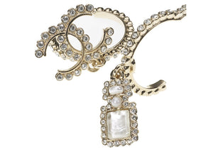 Chanel Glass and Strass Metal Earrings Glass Pearls Gold