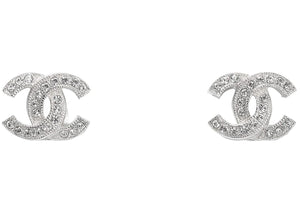 Chanel Metal and Strass Earrings Crystal Silver