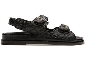 Chanel Quilted Dad Sandal Black Leather