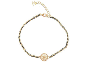 Chanel Round CC Logo Chocker Gold/White (ABA006)