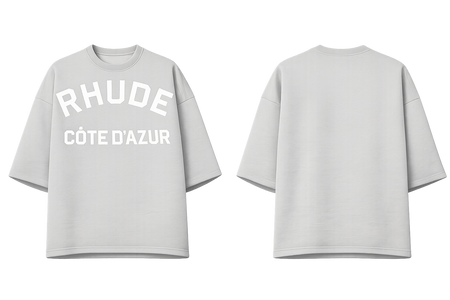 Rhude Gray 'Côte D'Azur' Mid-Sleeve Boxy T-Shirt