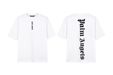 Palm Angels White T-Shirt Featuring A Large Black Gothic Font Logo [Sourcex Exclusive]