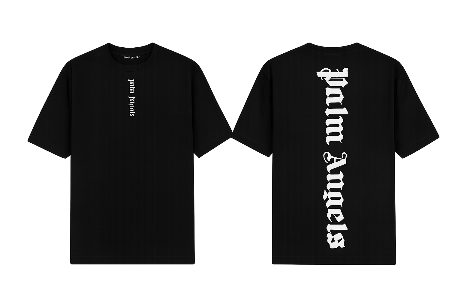 Palm Angels Black T-Shirt featuring a large black gothic font logo