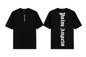 Palm Angels Black T-Shirt featuring a large black gothic font logo