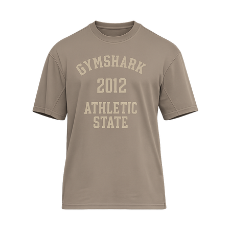 Gymshark Collegiate Washed T-Shirt oversized fit Soft Brown