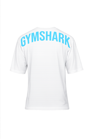 Gymshark Power T-Shirt oversized fit GS White/GS Brand Blue