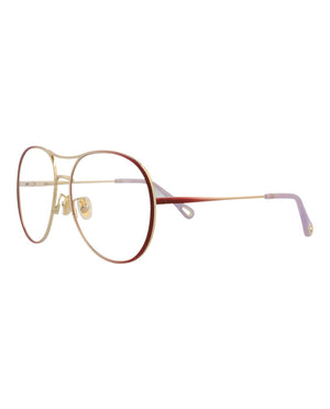 Chloe Aviator-Frame Metal Optical Frames Burgundy Burgundy Transparent (CH0019O-30009854-002)