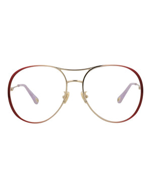 Chloe Aviator-Frame Metal Optical Frames Burgundy Burgundy Transparent (CH0019O-30009854-002)
