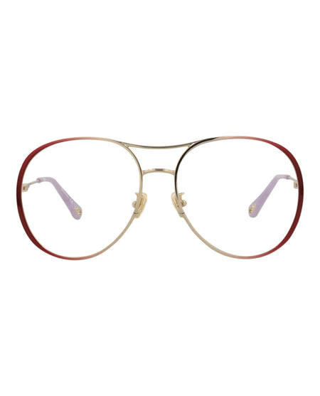Chloe Aviator-Frame Metal Optical Frames Burgundy Burgundy Transparent (CH0019O-30009854-002)