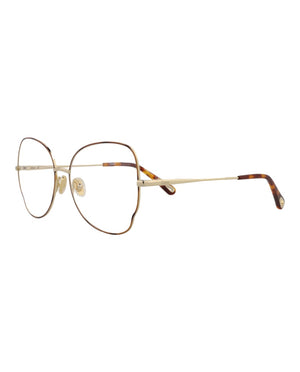 Chloe Cat Eye-Frame Metal Optical Frames Havana Gold Transparent (CH0098O-30012434-008)