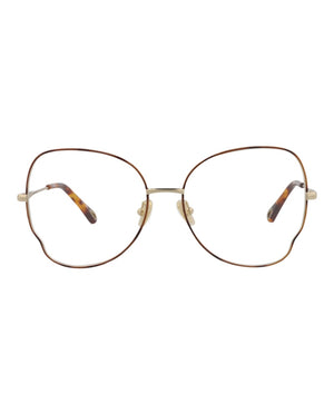 Chloe Cat Eye-Frame Metal Optical Frames Havana Gold Transparent (CH0098O-30012434-008)