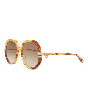 Chloe Round-Frame Bio Acetate Sunglasses Havana Havana Brown (CH0105S-30012761-001)