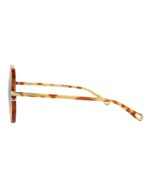 Chloe Round-Frame Bio Acetate Sunglasses Havana Havana Brown (CH0105S-30012761-001)